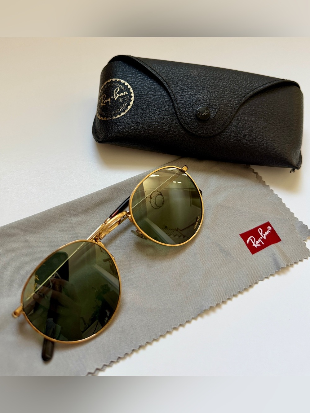 Ray-Ban RB3637 New Round Chromance Polarized Sunglasses Gold Legend Green 50mm